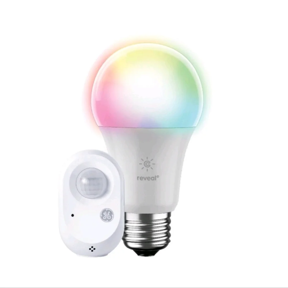 GE CYNC Reveal Smart Full Color Light Bulb w/Smart Wire Free Motion Sensor Bundl